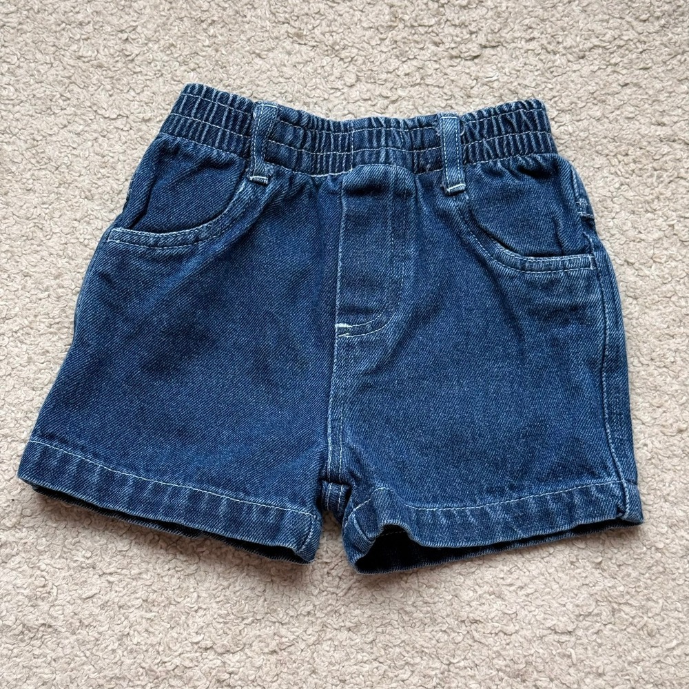 Vintage Sears Baby Blue Denim Shorts Elastic Waist 100% Cotton 26LB Toddler